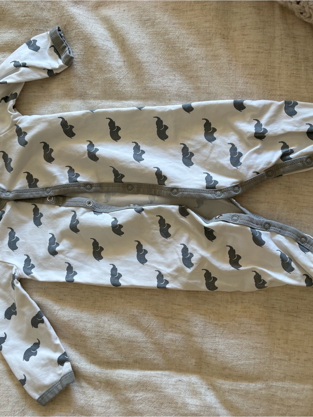 Monica + Andy Gray and White Elephant Print Kids Pajamas One-Piece